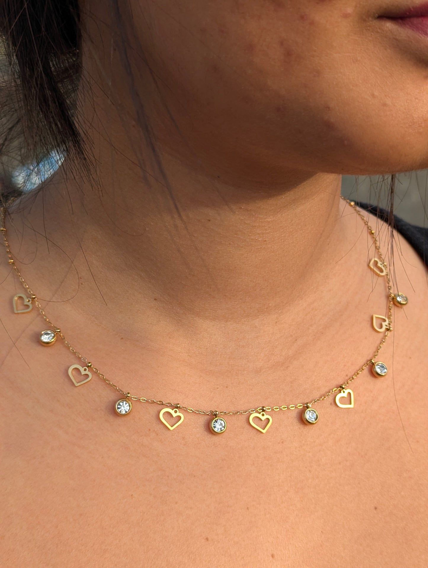 Heart charms anti tarnish necklace