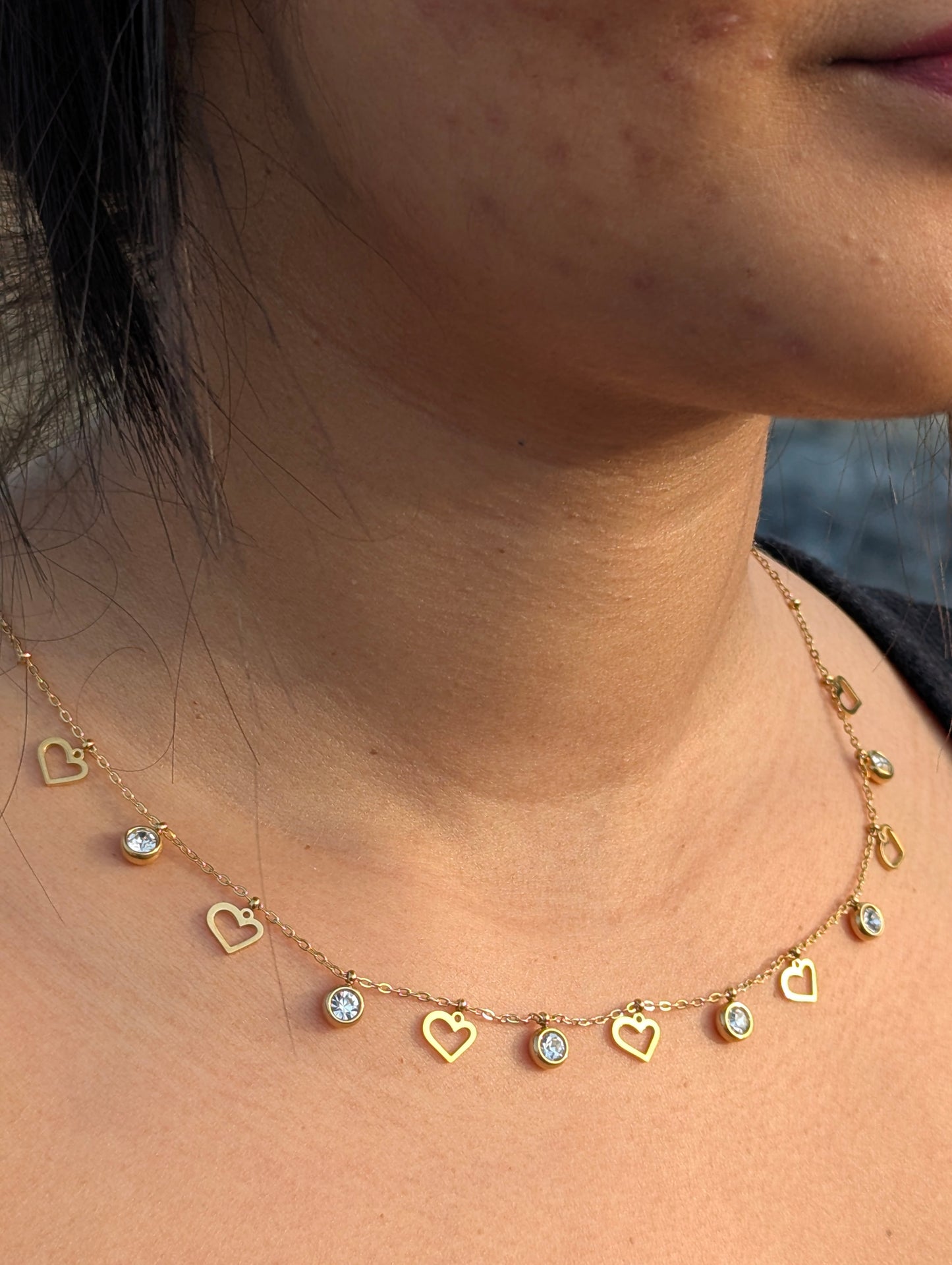 Heart charms anti tarnish necklace