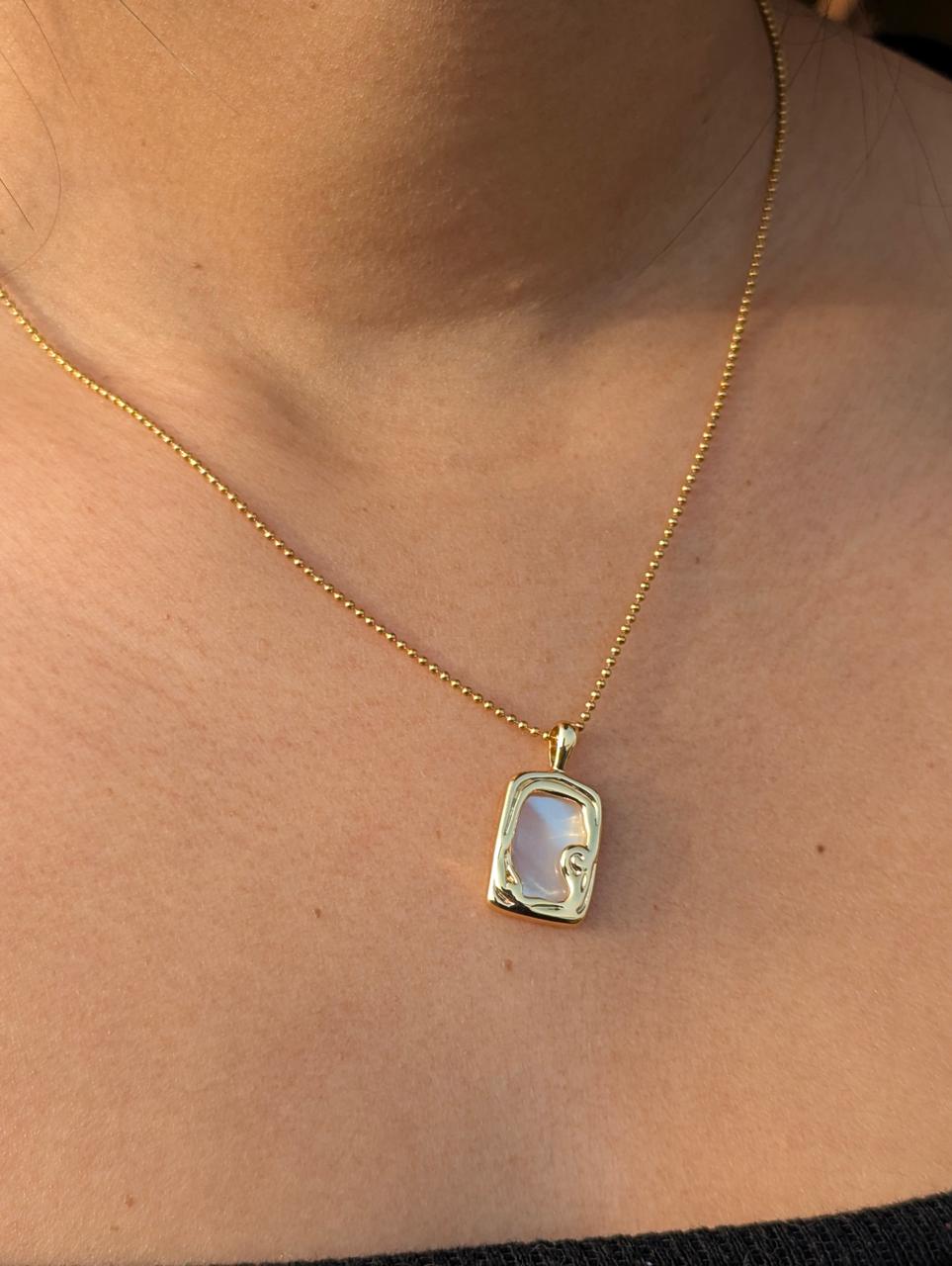 White pearl pendant π for women