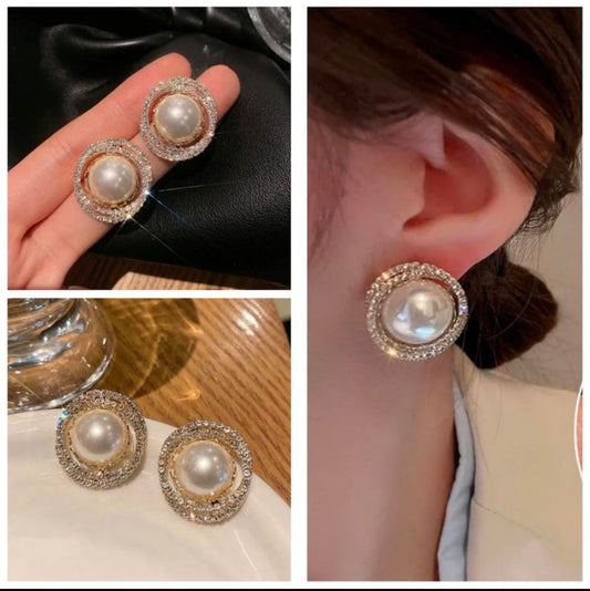 Half Pearl Korean Earrings