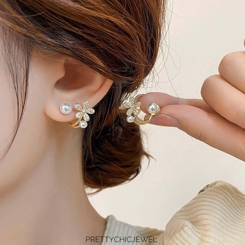 Floral pearl earrings