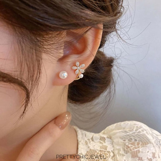 Floral pearl earrings