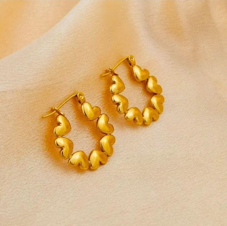 Golden Heart Hoop Earrings For women ❤️❤️